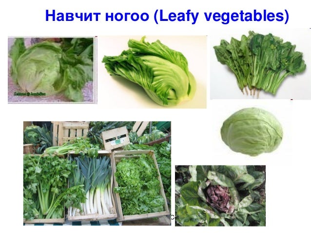 хүнсний ногооны ангилал