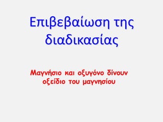 Επιβεβαίωςθ τθσ
διαδικαςίασ
Μαγκήζημ θαη μλογόκμ δίκμοκ
μλείδημ ημο μαγκεζίμο
 