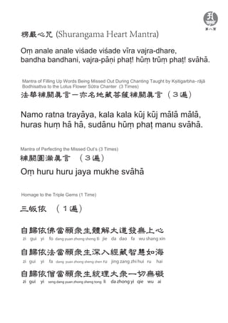 楞嚴心咒 (Shurangama Heart Mantra)
O3 anale anale vi0ade vi0ade v1ra vajra-dhare,
bandha bandhani, vajra-p25i pha6! h93 tr93 p...