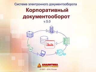 Корпоративный
документооборот
© 2007 – 2016, Россия
Система электронного документооборота
 