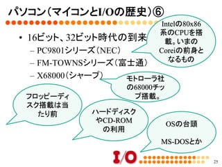 ポケコン	
•  ポケットコンピュータ	
–  関数電卓の高度なもの	
–  2～4行ぐらいの液晶画面	
–  BASICが使えた（一部、マシン語が使えるもの
もあった）	
–  乾電池で動く
–  ゲームもできるし計算もできる	
–  ネットはできないけれど、スマホのはしりとも言
えるもの	
25
 