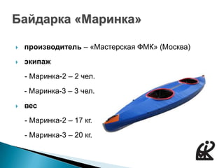 ВШ 2014 - Лекция № 3 - типы судов. снаряжение для водного туризма