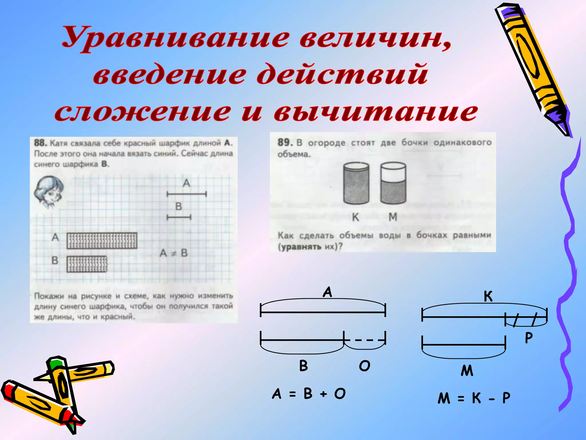 А
В О
А = В + О
К
М
Р
М = К - Р