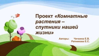 Проект «Комнатные
растения –
спутники нашей
жизни»
Авторы: Чичкина Е.В.
Ратникова Е.С.
 