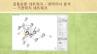공동논문 네트워크 – 넷마이너 분석
-- 기관위치 네트워크
 