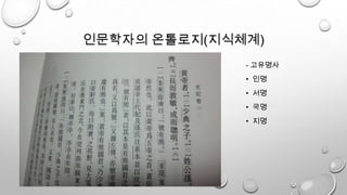 인문학자의 온톨로지(지식체계)
- 고유명사
• 인명
• 서명
• 국명
• 지명
 