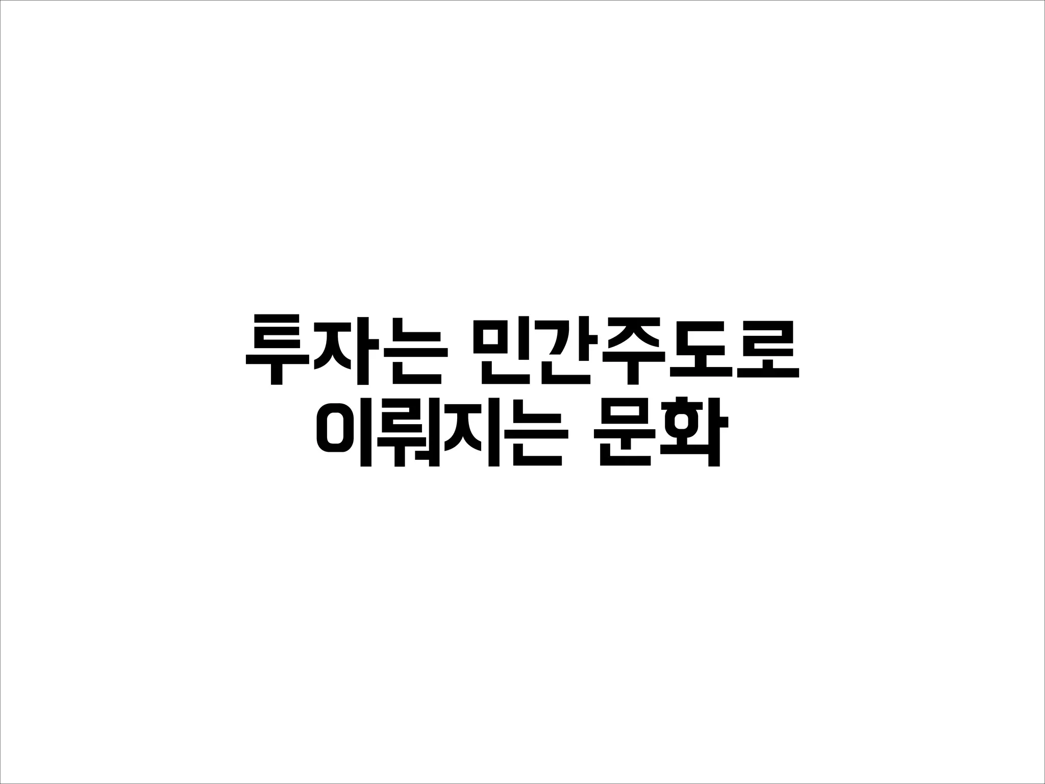 투자는 민간주도로
이뤄지는 문화
 