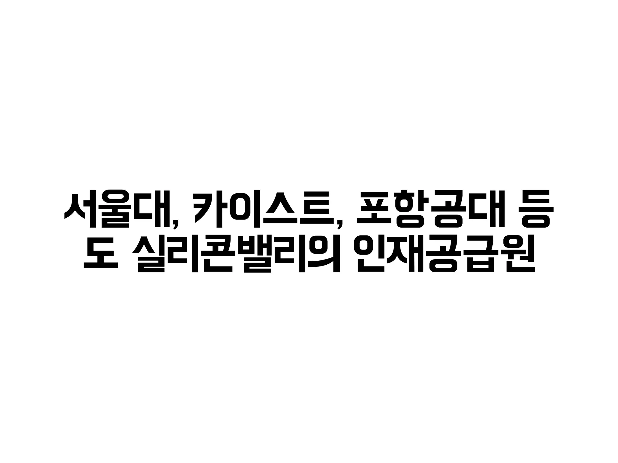 서울대, 카이스트, 포항공대 등
도 실리콘밸리의 인재공급원
 