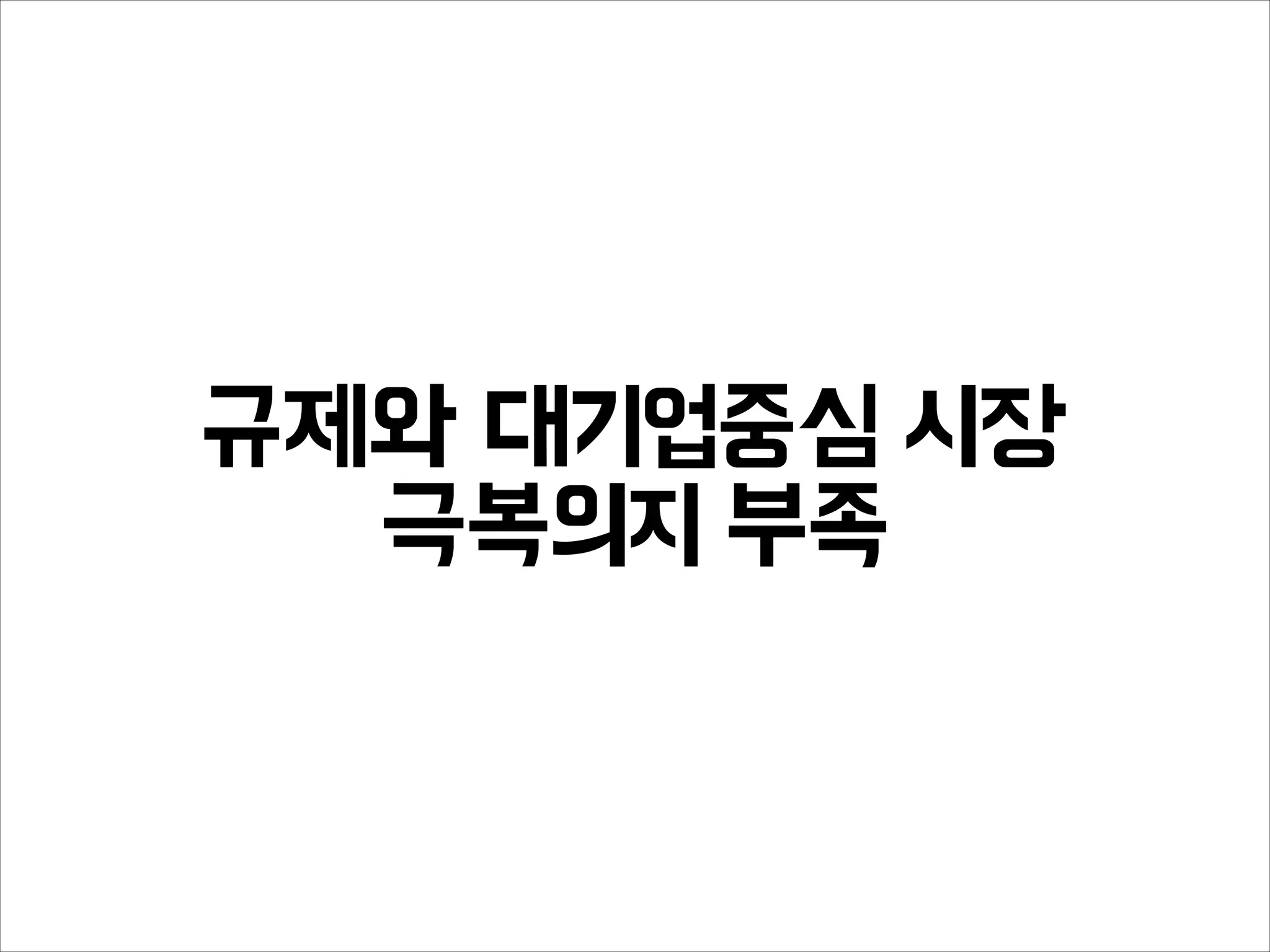 규제와 대기업중심 시장
극복의지 부족
 