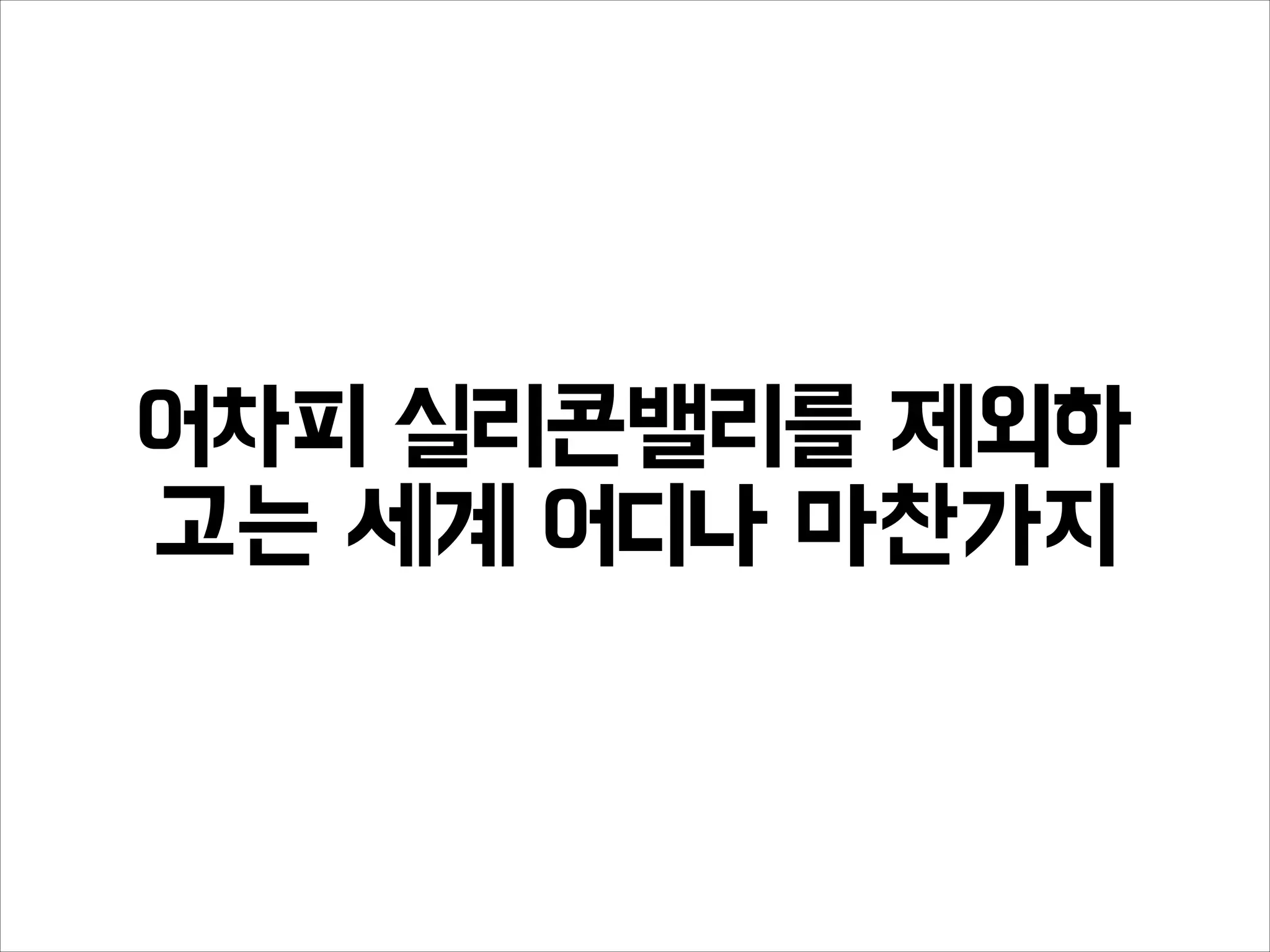 어차피 실리콘밸리를 제외하
고는 세계 어디나 마찬가지
 
