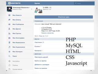 PHP	
MySQL	
HTML	
CSS	
Javascript	
 