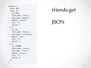 friends.get	
	
JSON	
 