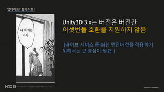 ????? ????!
Unity3D 3.x? ??? ???
???? ??? ???? ??
(??? ??? ? ?? ????? ????
???? ? ??? ??..)
 