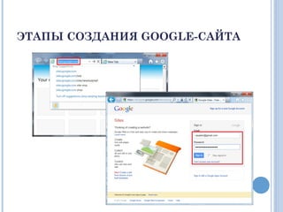ЭТАПЫ СОЗДАНИЯ GOOGLE-САЙТА
 