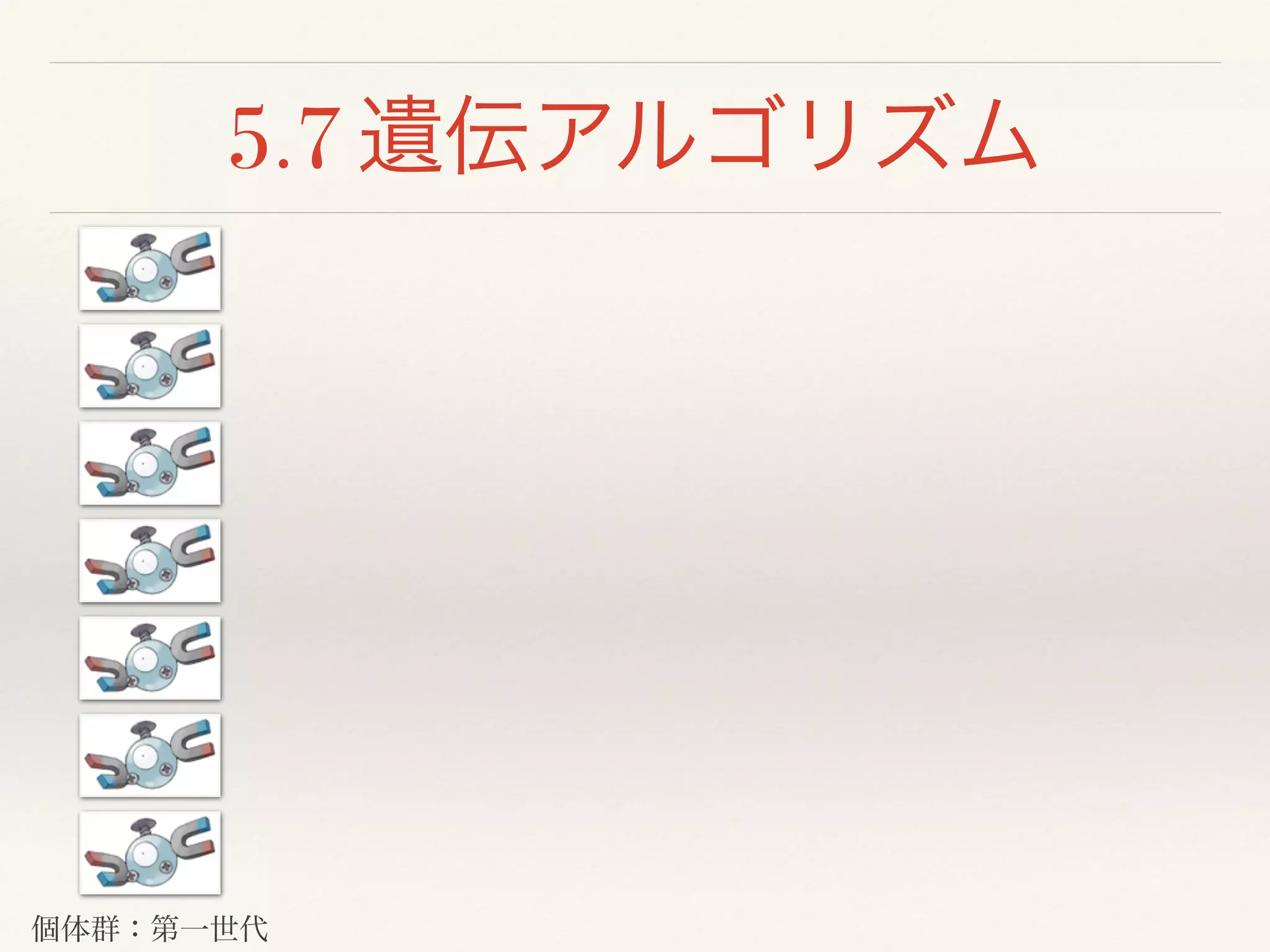 5.7 遺伝アルゴリズム
個体群：第一世代
 