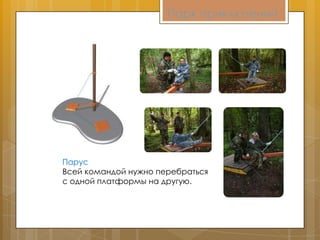 Парк приключений
Парус
Всей командой нужно перебраться
с одной платформы на другую.
 