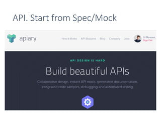 API. Start from Spec/Mock
 
