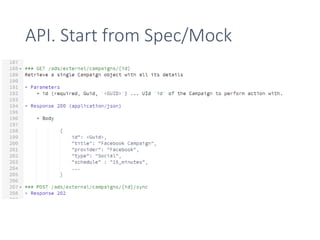API. Start from Spec/Mock
 