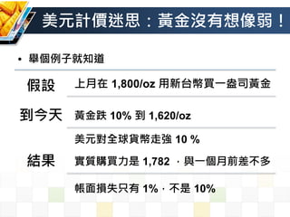 ԪӋr˼S]
? eӾ֪
O  1,800/oz ̨Iһ˾S
 S 10%  1,620/oz
Ԫȫ؛ߏ 10 %
Y |ُI 1,782 cһǰ
pʧֻ 1% 10%
 