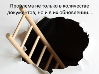 Проблема не только в количестве
документов, но и в их обновлении…
 