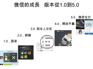 介面
微信推薦使⽤用⼿手機號註冊，並⽀支援100餘個國家的⼿手機號。微信可以通過QQ號直接登錄註冊或者通過
郵箱帳號註冊。
註冊步驟
 