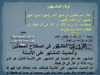 الخبر باعتبار عدد طرقه + الصحيح والحسن