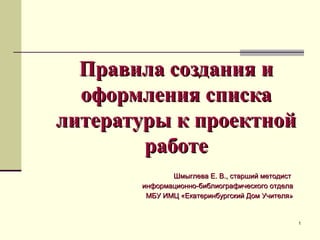 Создание Списка Литературы | PPT