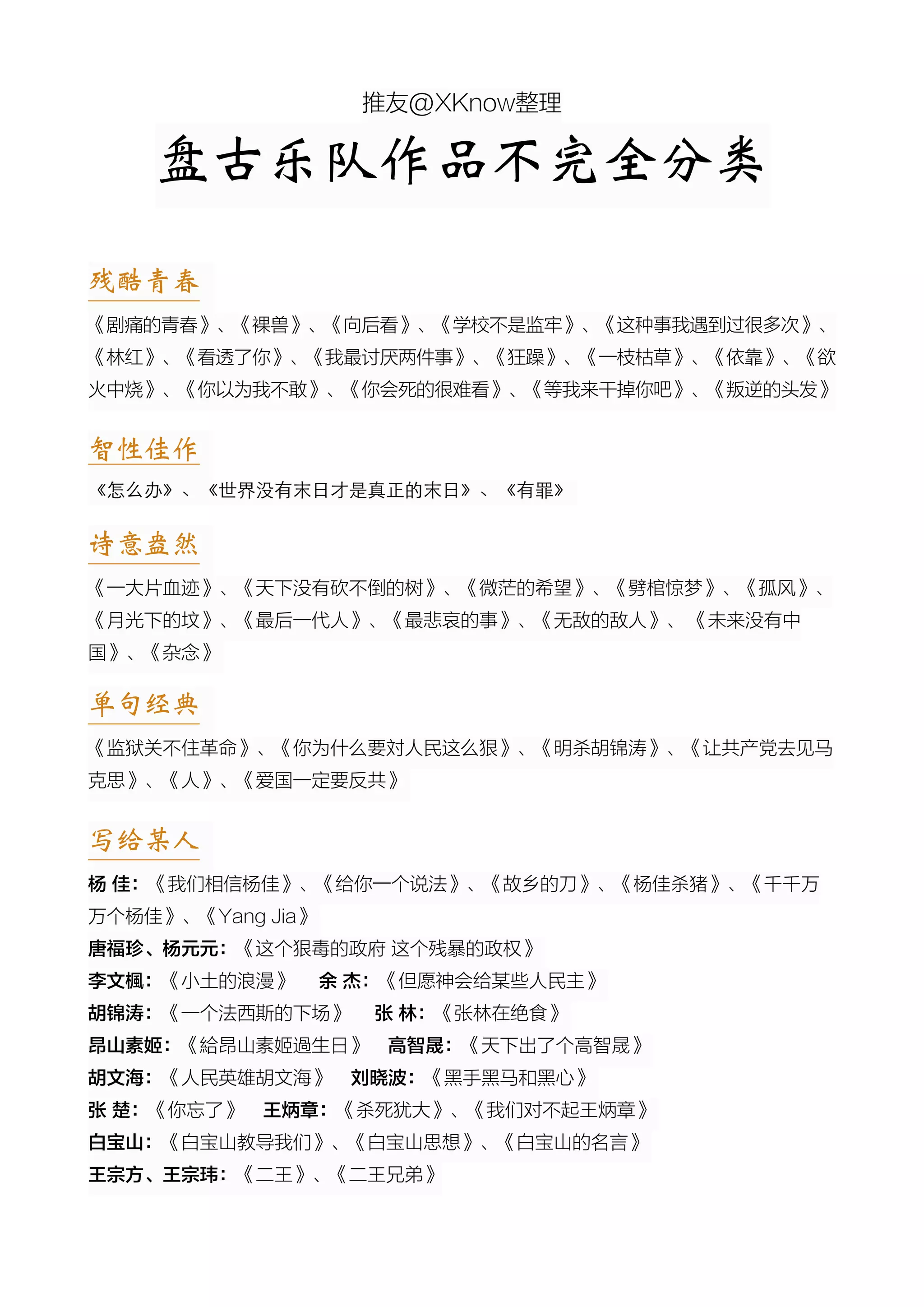 盘古乐队punkgod 作品不完全分类| PDF