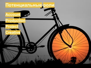 Потенциальные роли
Account
Production
Project
Creative
 