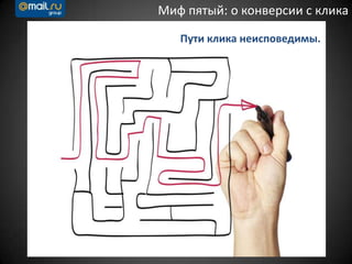 Миф пятый: о конверсии с клика
Пути клика неисповедимы.
 