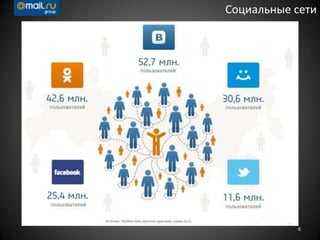 6
Социальные сети
 