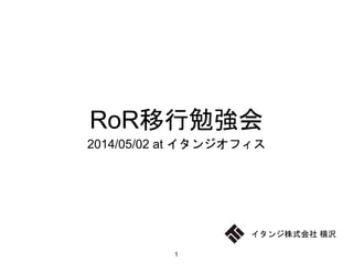 RoR移行勉強会
2014/05/02 at イタンジオフィス
1
イタンジ株式会社 横沢
 