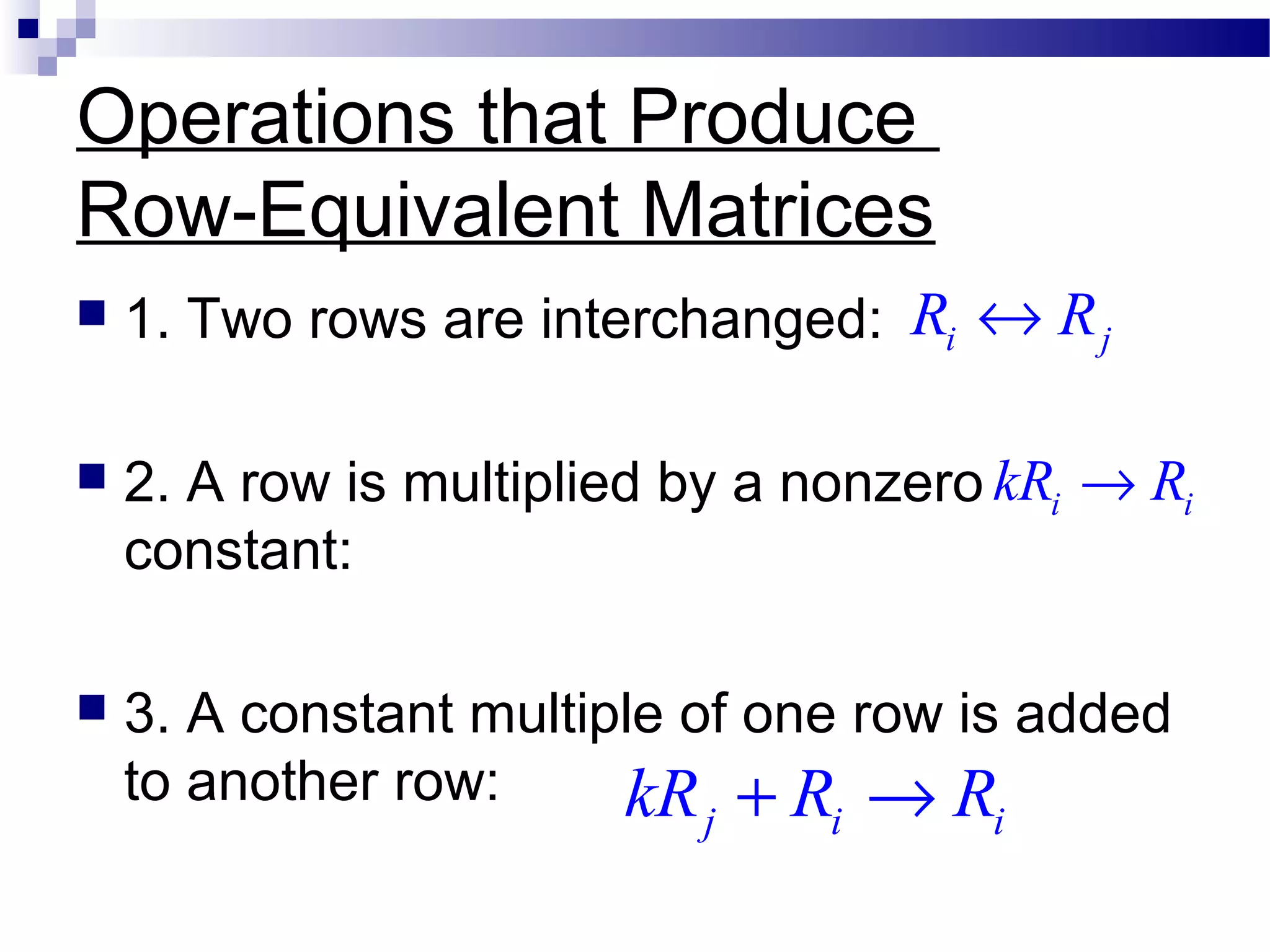 systems of linear equations & matrices | PPT