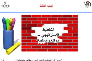 ‫الثالث‬ ‫الباب‬
‫التخطيط‬
– ‫الستراتيجي‬
‫وأساليبه‬ ‫أدواته‬
 