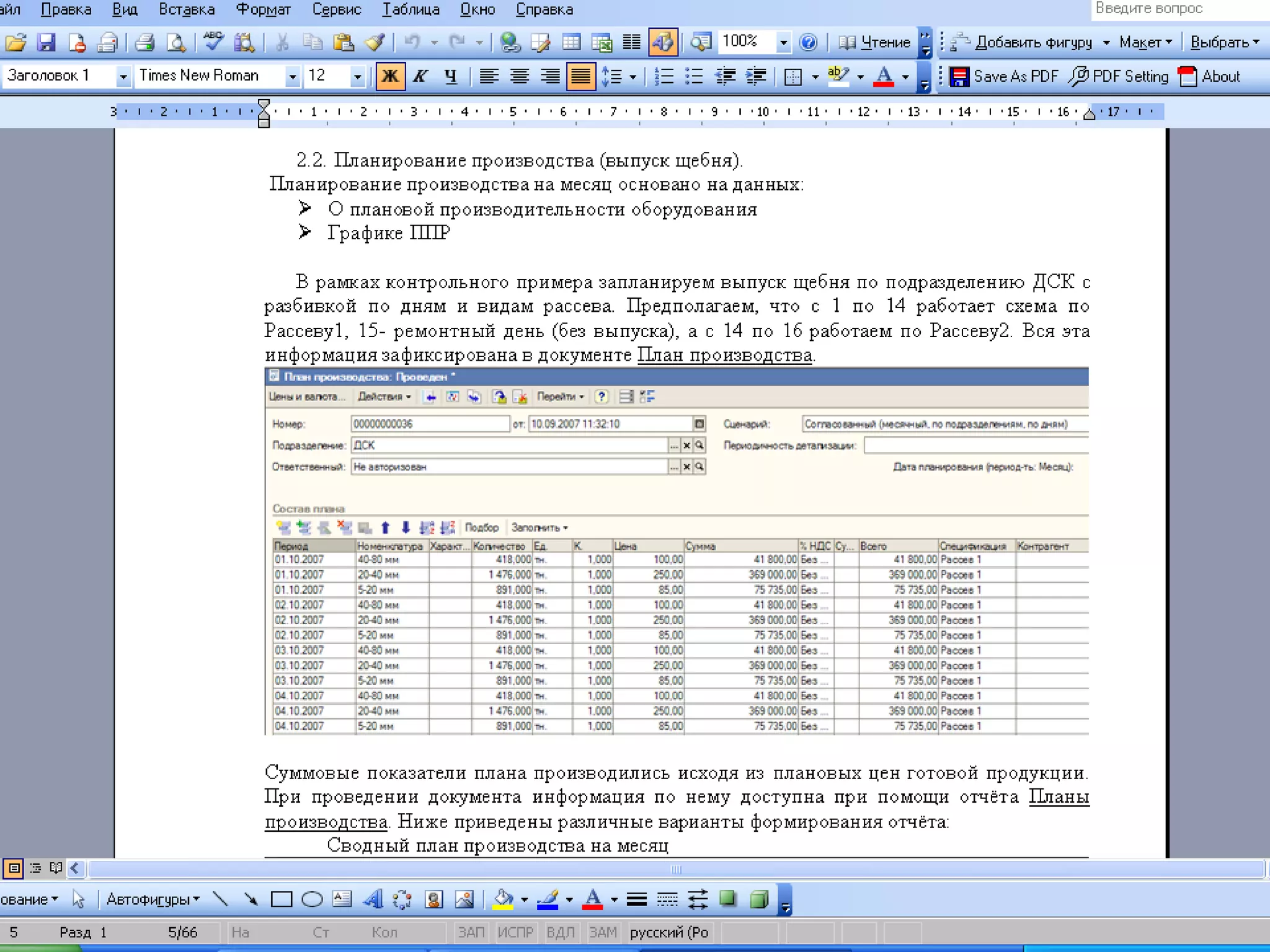 Описание контрольного примера
 