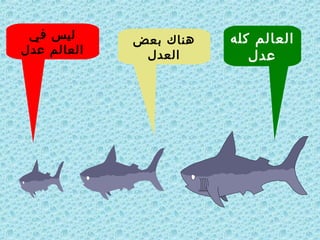 ‫كله‬ ‫العالم‬
‫عدل‬
‫بعض‬ ‫هناك‬
‫العدل‬
‫في‬ ‫ليس‬
‫عدل‬ ‫العالم‬
 