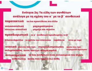 N. Γλώσσα Β΄ γυμνασίου, μορφοσυντακτικά φαινόμενα