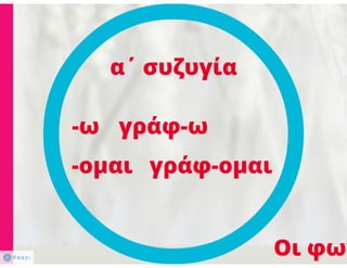 N. Γλώσσα Β΄ γυμνασίου, μορφοσυντακτικά φαινόμενα