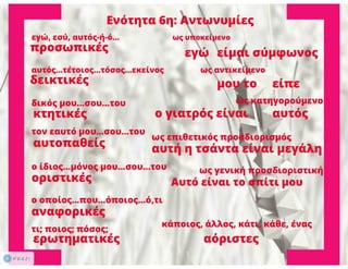 N. Γλώσσα Β΄ γυμνασίου, μορφοσυντακτικά φαινόμενα