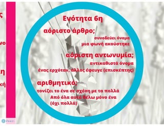 N. Γλώσσα Β΄ γυμνασίου, μορφοσυντακτικά φαινόμενα