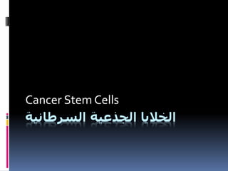 ‫السرطانية‬ ‫الجذعية‬ ‫الخاليا‬
Cancer Stem Cells
 