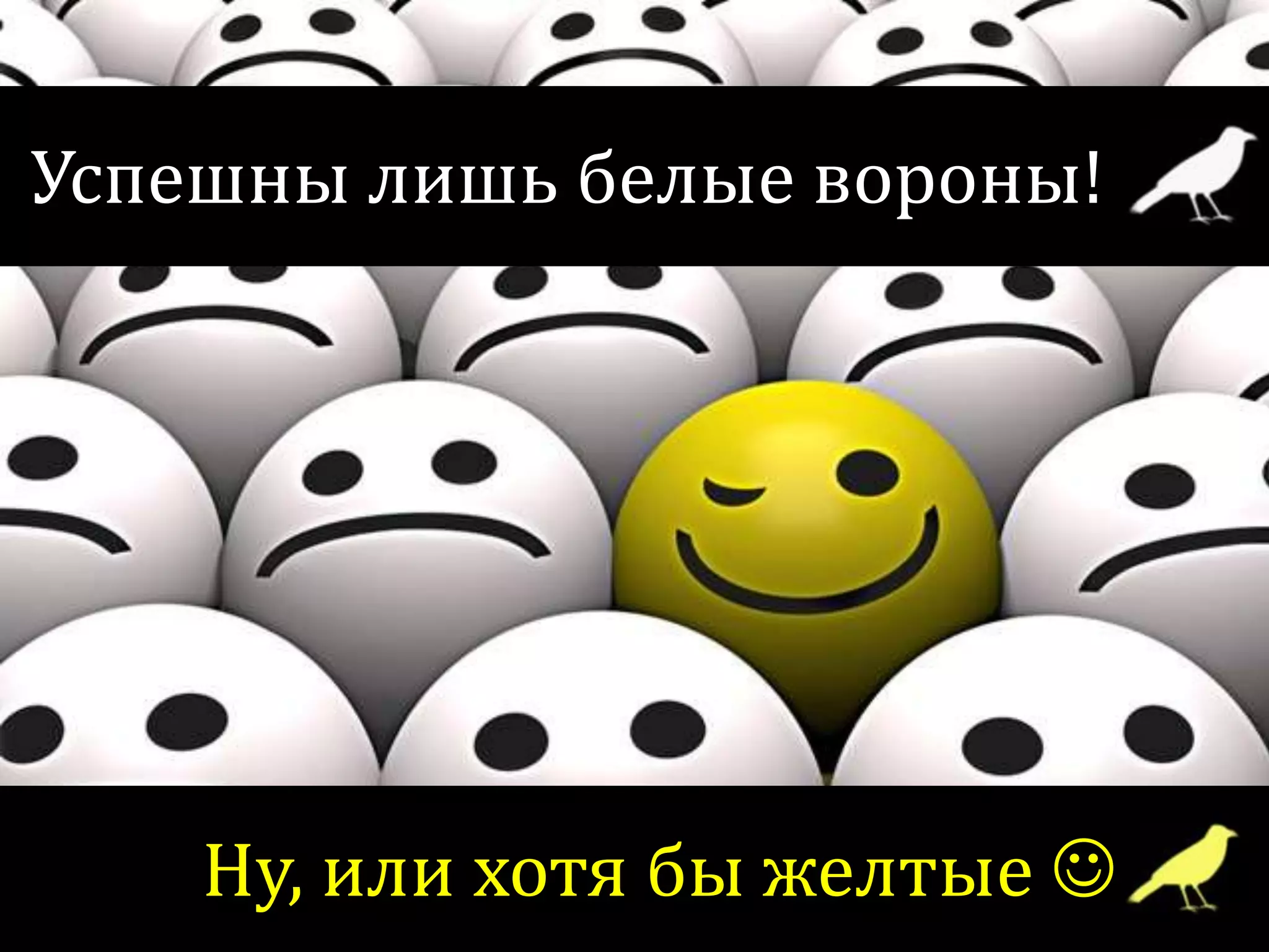 Успешны лишь белые вороны!
Ну, или хотя бы желтые 
 