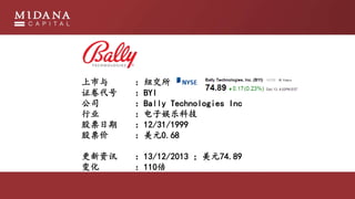 Ŧ
֤ BYI
˾ Bally Technologies Inc
ҵ ֿƼ
Ʊ 12/31/1999
Ʊ Ԫ0.68
Ѷ 13/12/2013 Ԫ74.89
仯 110
 