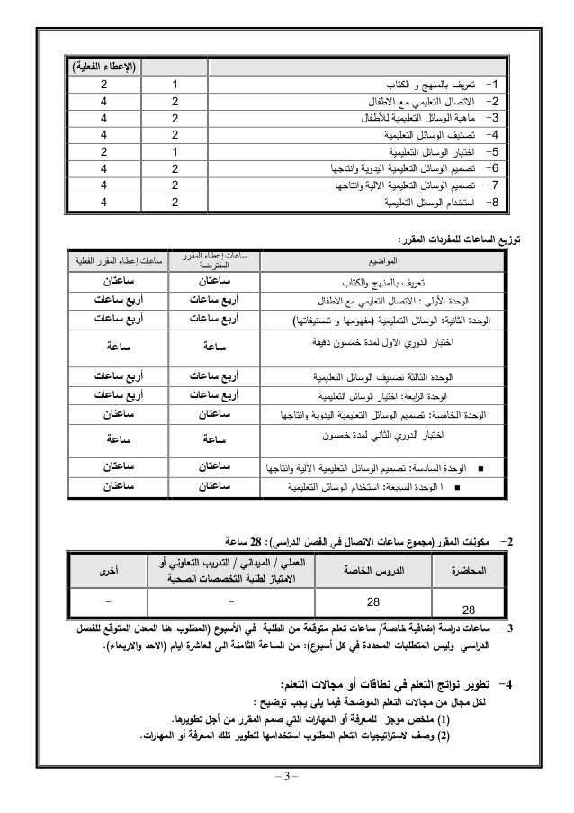 نموذج توصيف المقرر وسائل الطفل مندور