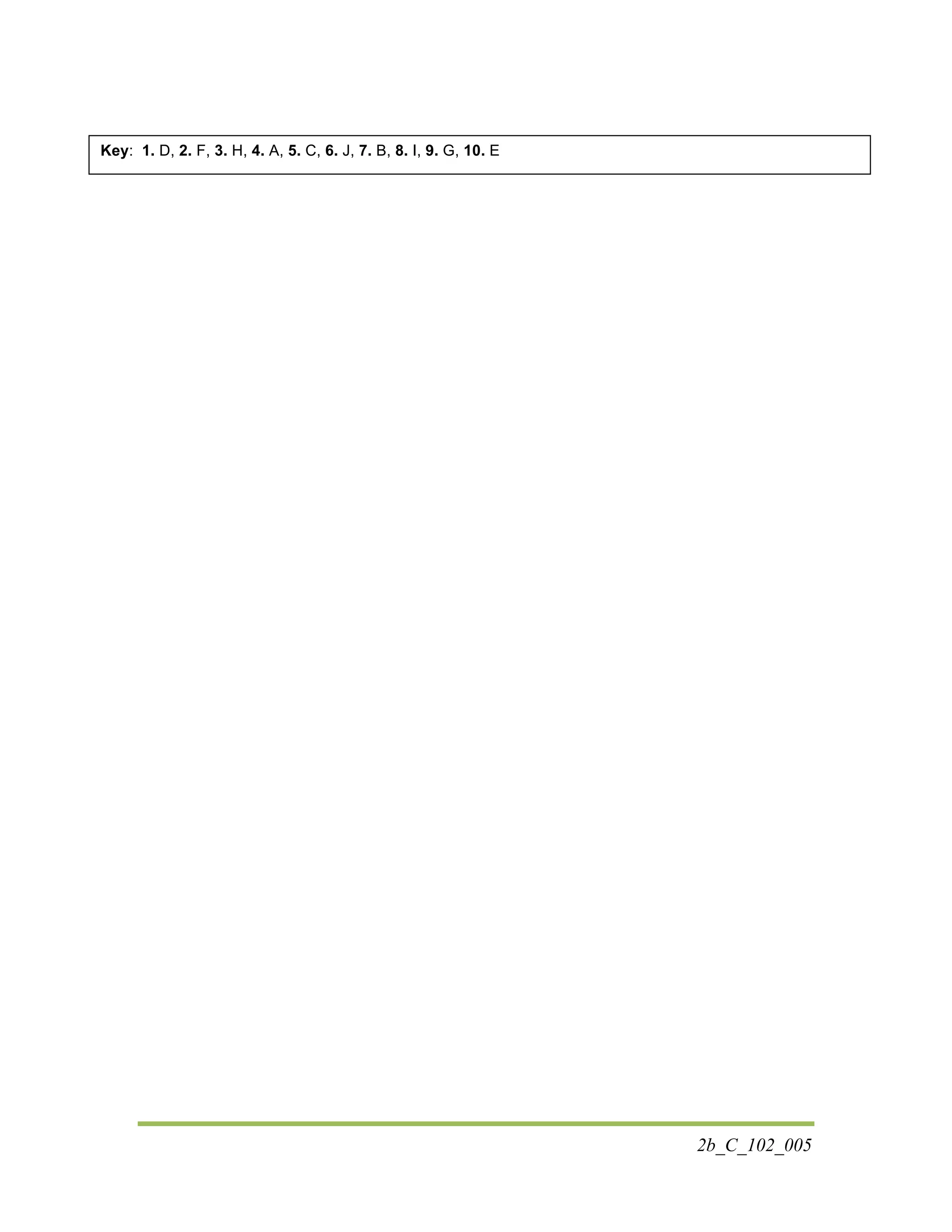 2b_C_102_005
	
  	
  
Key: 1. D, 2. F, 3. H, 4. A, 5. C, 6. J, 7. B, 8. I, 9. G, 10. E
 