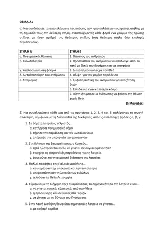 Τράπεζα Θεμάτων: Θρησκευτικά