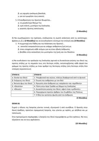 Τράπεζα Θεμάτων: Θρησκευτικά