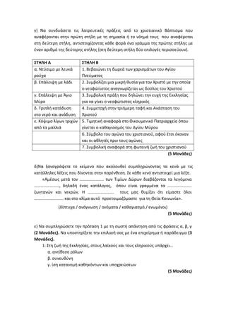 Τράπεζα Θεμάτων: Θρησκευτικά