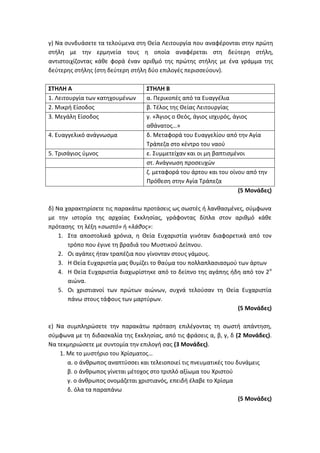 Τράπεζα Θεμάτων: Θρησκευτικά