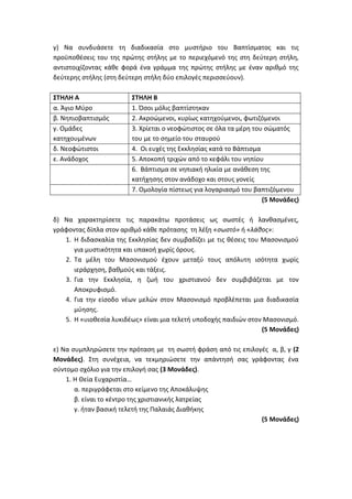 Τράπεζα Θεμάτων: Θρησκευτικά